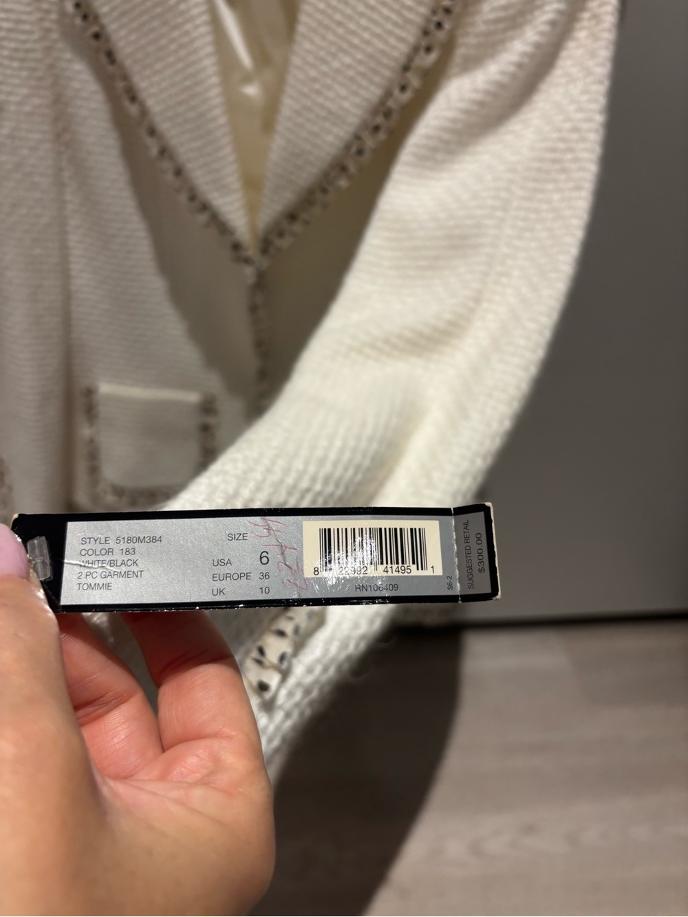 Tahari Cream Tweed Blazer with Polka-Dot Trim - Picture 6 of 6